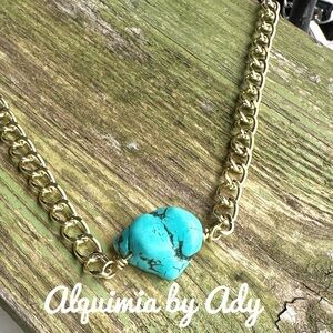 TURQUOISE PENDANT CUBAN CHAIN CHUNKY NECKLACE